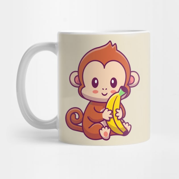 Cute Monkey Holding Banana Cartoon by Catalyst Labs